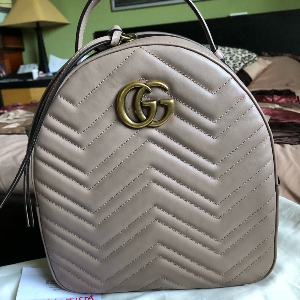 Authentic Gucci Marmont Guilted Leather Backpack